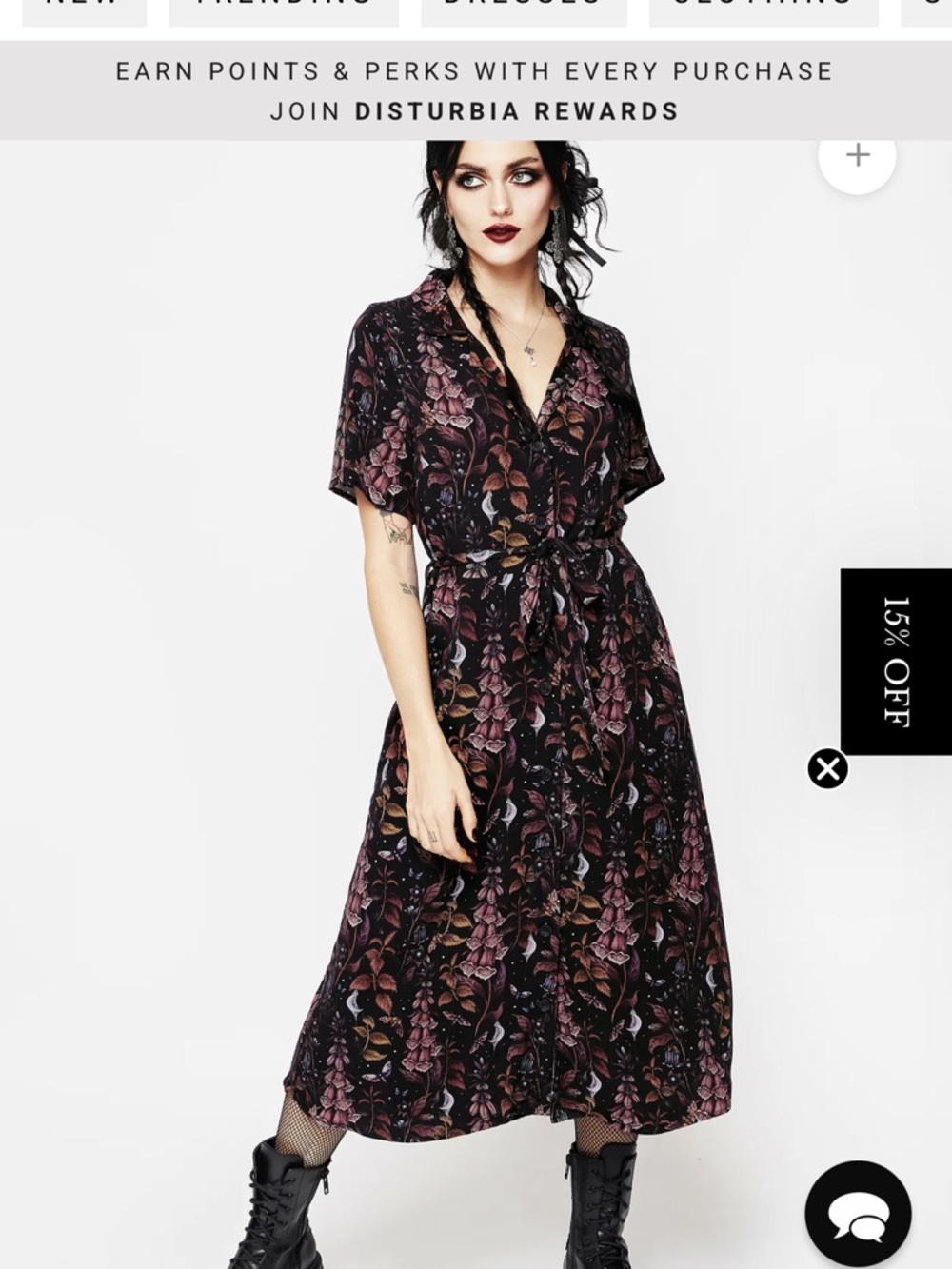 Disturbia Black Maxi Dress with Mauve Floral Print